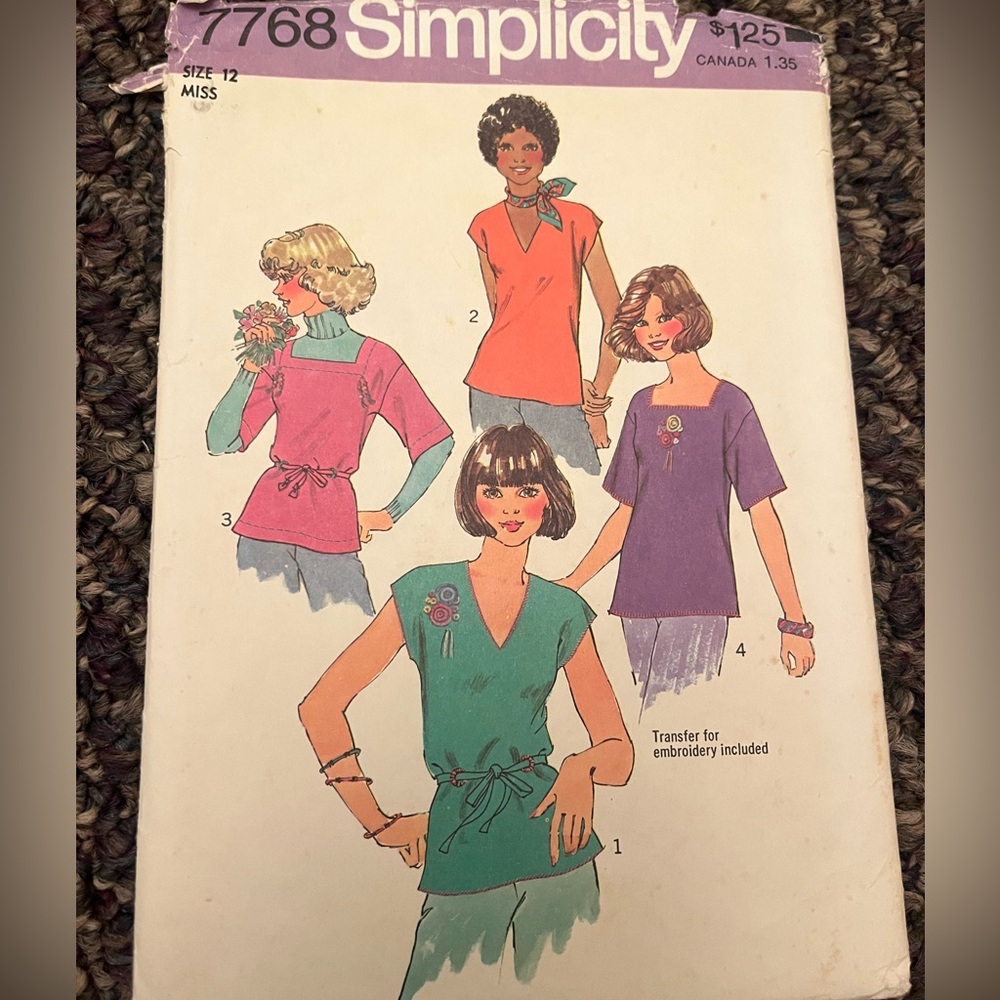 Simplicity Women's Top Pattern Sz 12